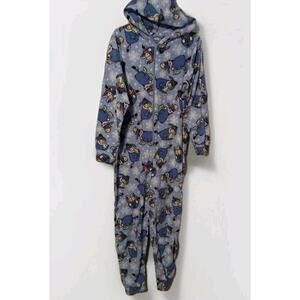 Disney Winnie The Pooh 1 Piece Romper Pajamas Hooded Sz. LG. Eeyore Cozy
